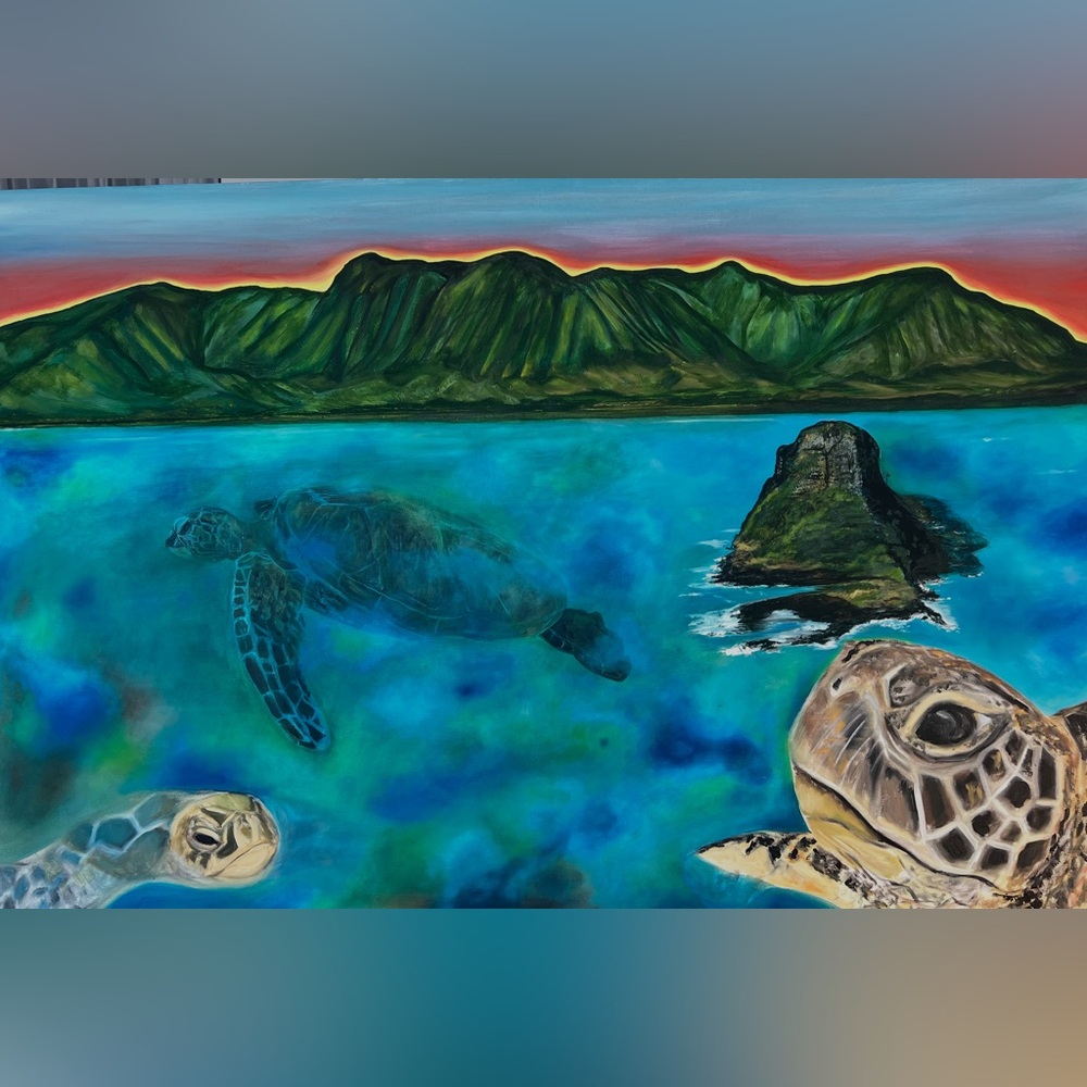 Original Vibrant Ocean Landscape Oil Painting “Friends of Mokolii”